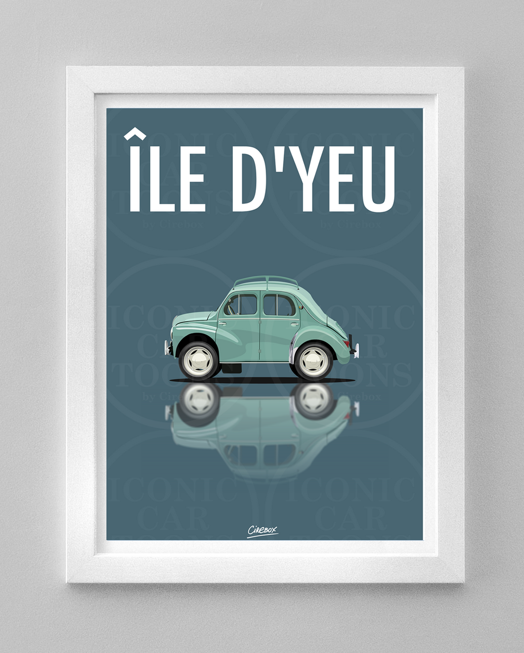 Affiche ICONIC voiture  CITROEN 4CV Ile d'Yeu