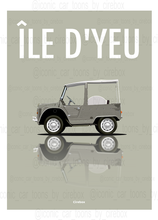 Charger l&#39;image dans la galerie, Affiche ICONIC voiture CITROEN MEHARI Taupe Ile d&#39;Yeu
