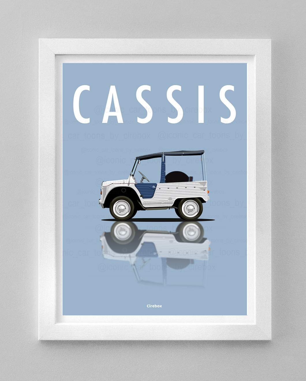 Affiche ICONIC voiture CITROEN MEHARI AZUR Cassis
