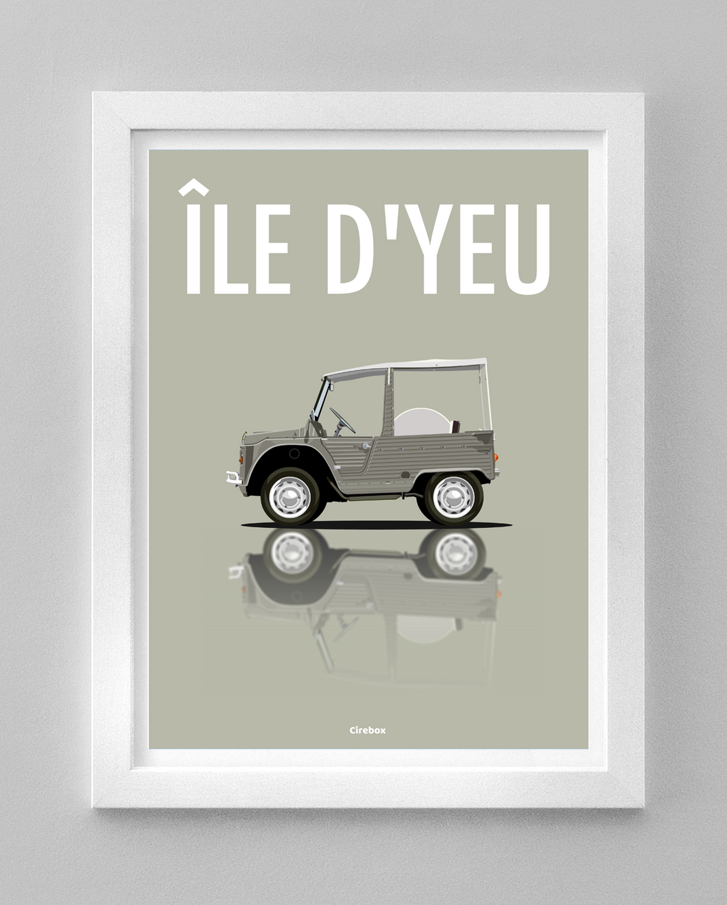 Affiche ICONIC voiture CITROEN MEHARI Taupe Ile d'Yeu