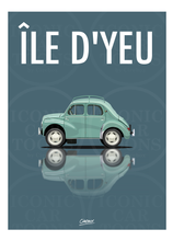 Charger l&#39;image dans la galerie, Affiche ICONIC voiture  CITROEN 4CV Ile d&#39;Yeu
